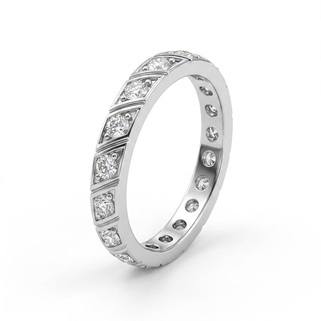 Low Profile Round Wedding Band (1/4 ct. tw.) in 18K White Gold
