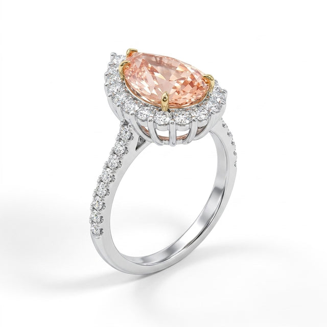 Halo Pavé Pear Engagement Ring