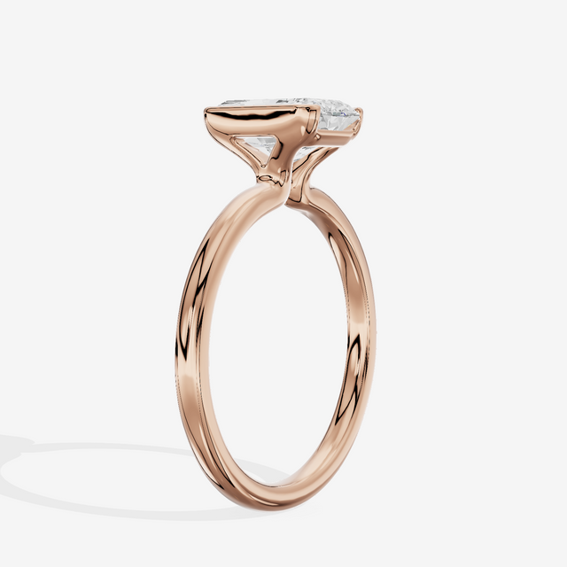 Sincere Bezel 1.8mm Radiant Solitaire Engagement Ring in 18K Rose Gold