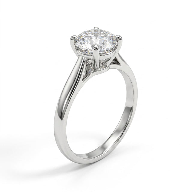 Cathedral Solitaire Round Engagement Ring (2.42 ct.) in Platinum