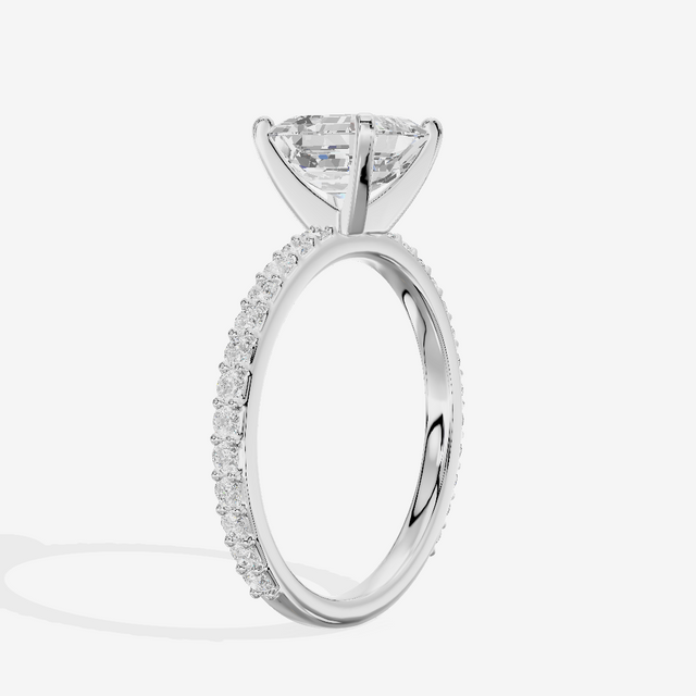 Petite Trellise Asscher Engagement Ring with Side Stones (1/3 ct. tw.) in 18K White Gold