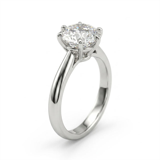 Cathedral Solitaire Round Engagement Ring (2.11 ct.) in Platinum