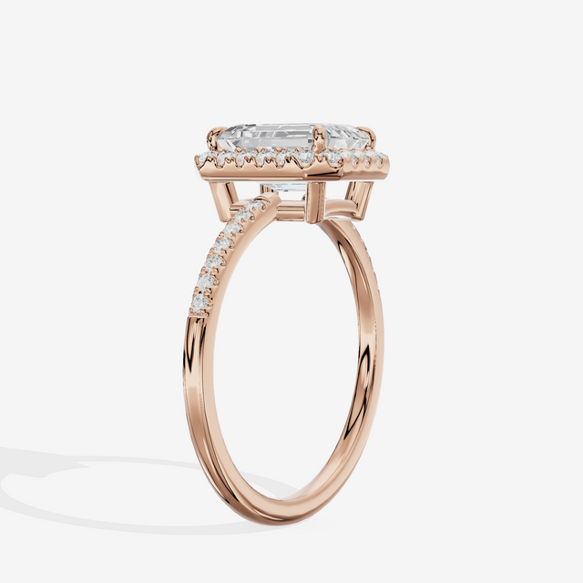 Vowsae Halo Emerald Engagement Ring (1/5 ct. tw.) in 14K Rose Gold