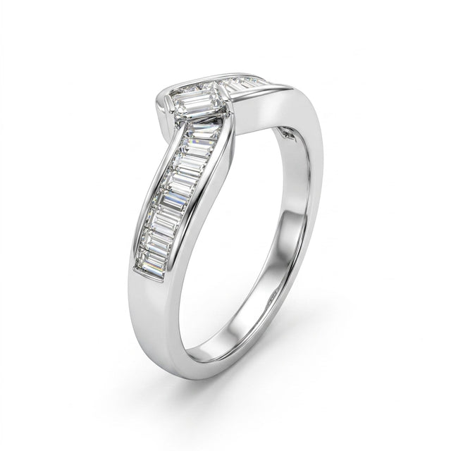 Tapered Baguette Engagement Ring (1.27 ct. tw.) in 18K White Gold