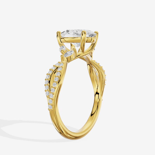 Luxe Lumera Oval Engagement Ring with Side Stones (1/4 ct. tw.) in 18K Yellow Gold