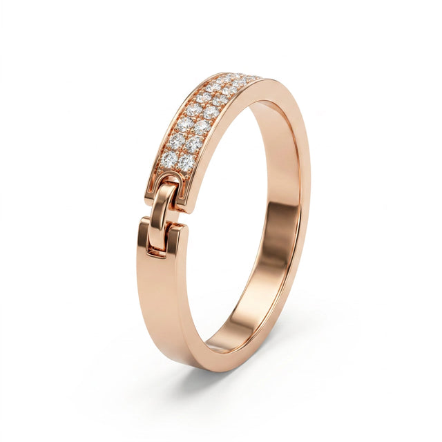 Low Profile Pavé Round Wedding Band (3/8 ct. tw.) in 18K Rose Gold