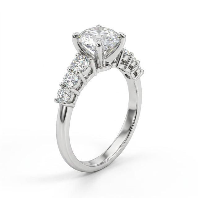 Cathedral Solitaire Round Engagement Ring (1.51 ct. tw.) in Platinum