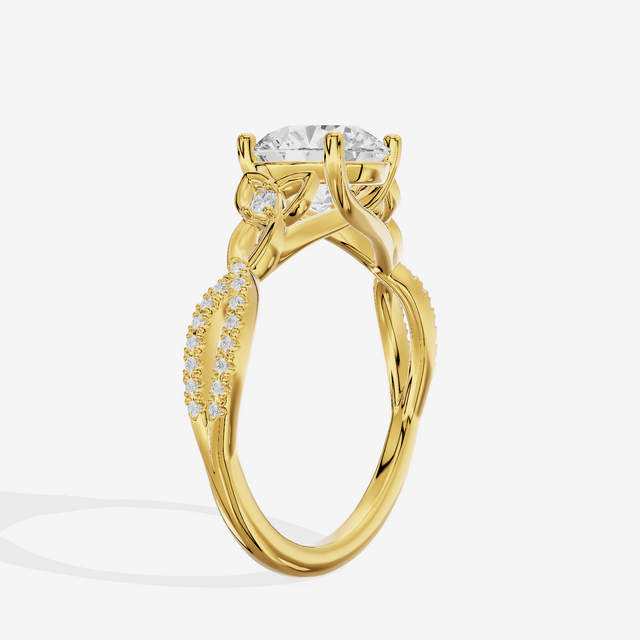 Luxe Sincere Round Engagement Ring with Side Stones (1/10 ct. tw.) in 14K Yellow Gold