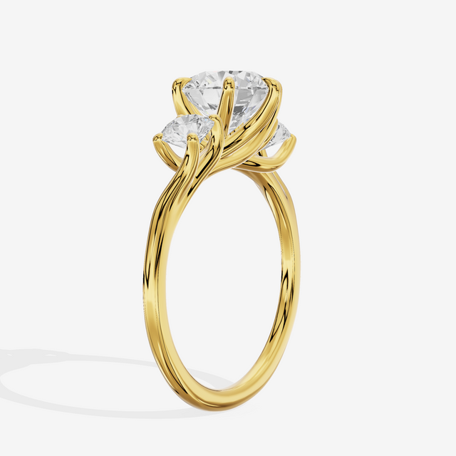 Luxe Vowsae Three Stone Round Engagement Ring (1/2 ct. tw.) in 14K Yellow Gold