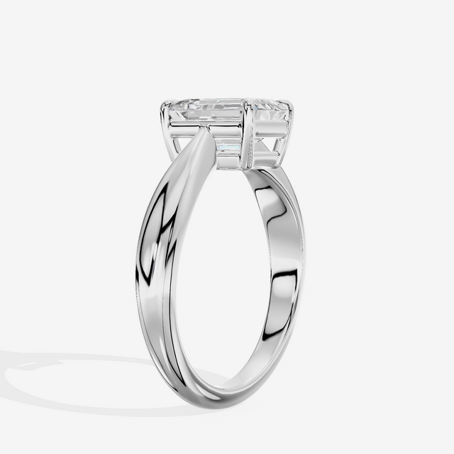 Aimora Trellis 2mm Emerald Solitaire Engagement Ring in 18K White Gold