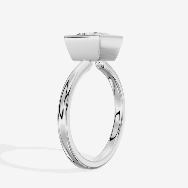 Trellise Bezel 2mm Princess Solitaire Engagement Ring in 18K White Gold