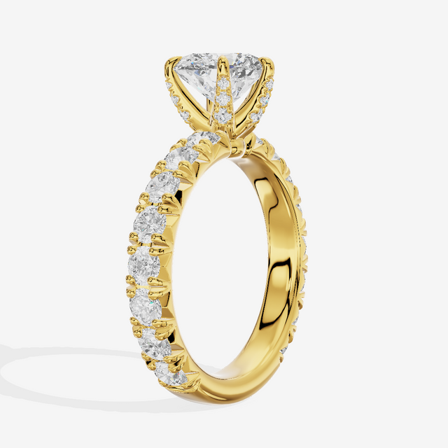 Crowned Sincere Heart Engagement Ring with Side Stones (3/4 ct. tw.) in 14K Yellow Gold