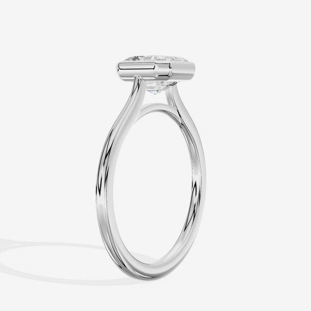 Petite Vowsae 1.5mm Asscher Bezel Engagement Ring in 18K White Gold