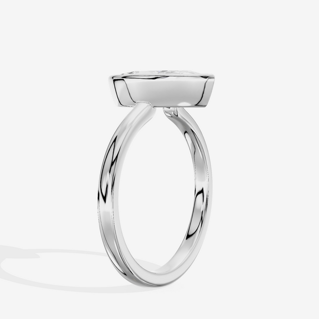 Trellise Bezel 2mm Marquise Solitaire Engagement Ring in 14K White Gold