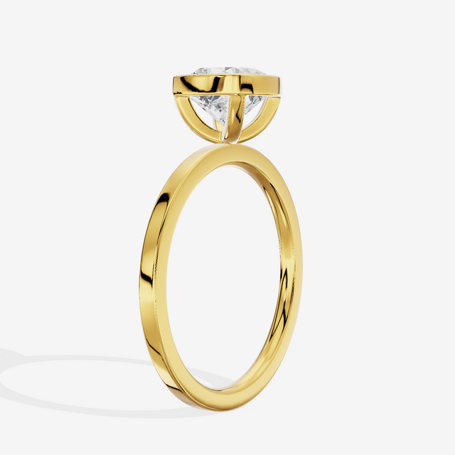 One of One Classic 1.5mm Cushion Bezel Engagement Ring in 18K Yellow Gold