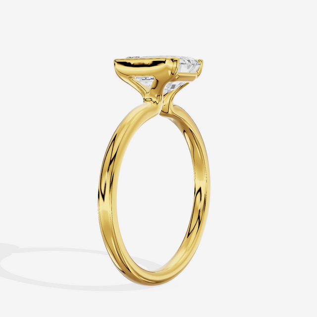 Sincere Bezel 1.8mm Emerald Solitaire Engagement Ring in 14K Yellow Gold