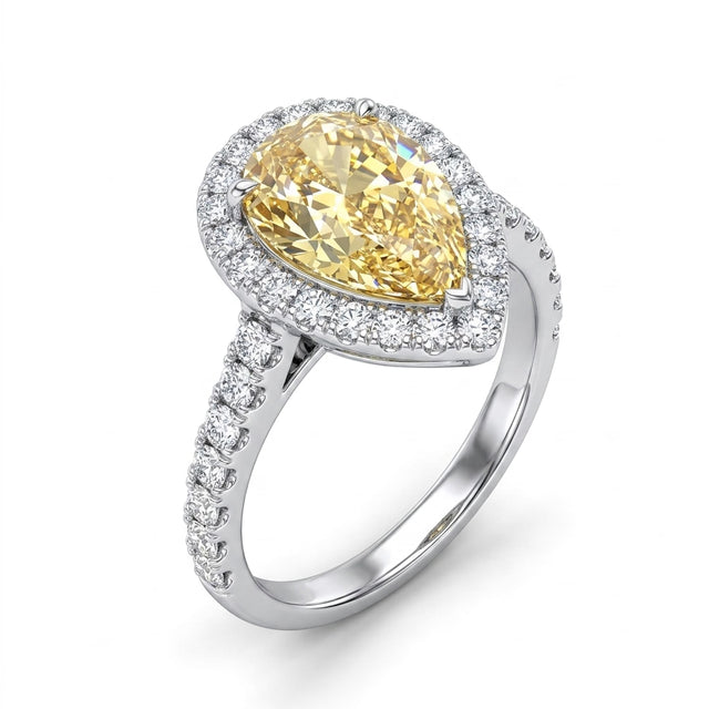 Halo Pavé Pear Engagement Ring
