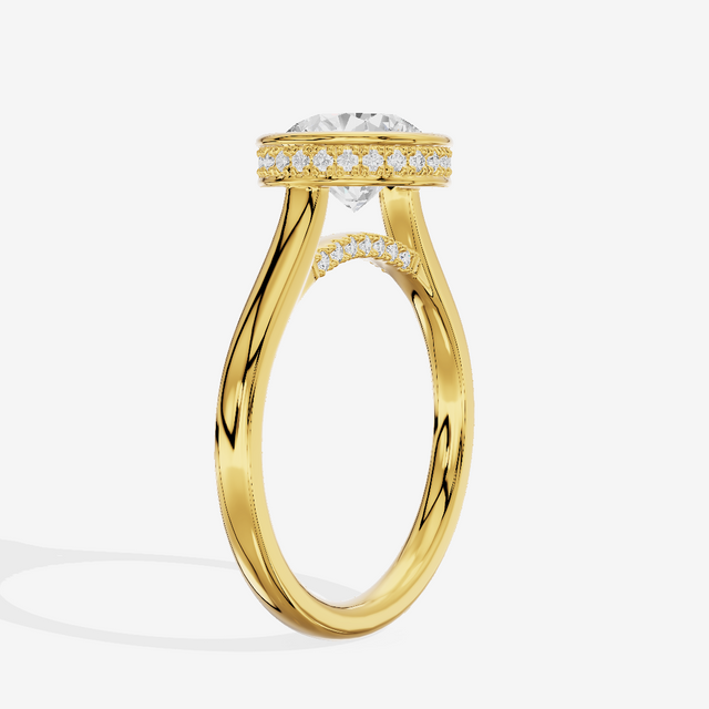 Sincere Hidden Halo Round Engagement Ring (1/6 ct. tw.) in 18K Yellow Gold