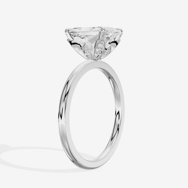 Whispered Vowsae Radiant Engagement Ring with Side Stones (1/15 ct. tw.) in 18K White Gold