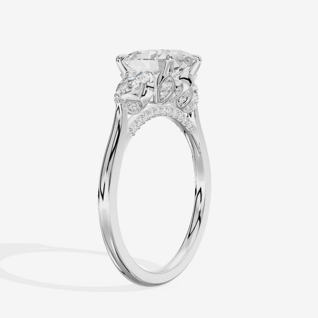 Modern Sincere Three Stone Oval Engagement Ring (1/2 ct. tw.) in 18K White Gold