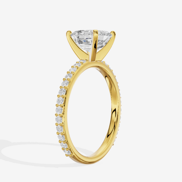 Petite Trellise Asscher Engagement Ring with Side Stones (1/3 ct. tw.) in 14K Yellow Gold
