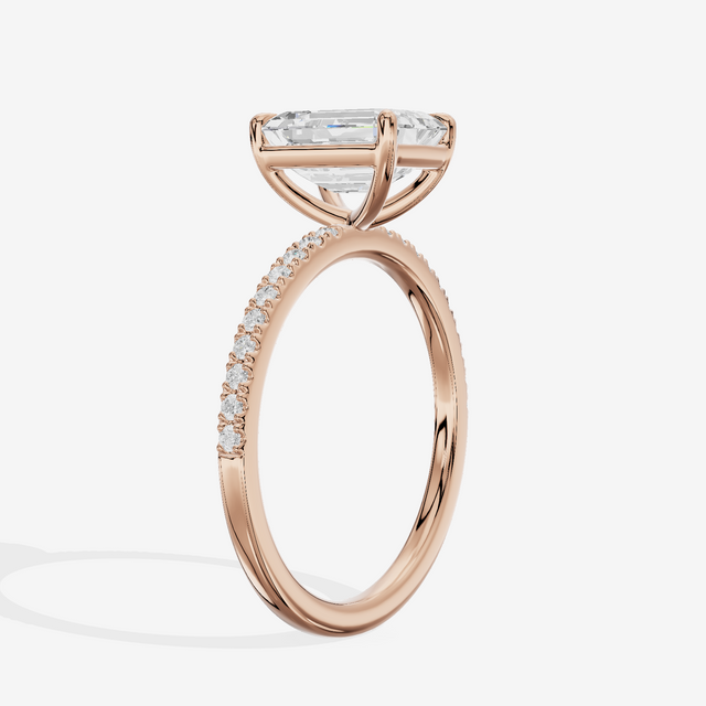 Tender Vowsae Emerald Engagement Ring with Side Stones (1/8 ct. tw.) in 14K Rose Gold