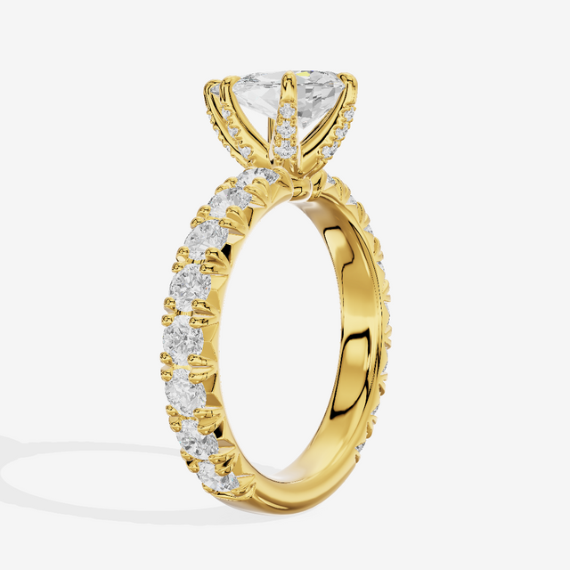 Crowned Sincere Pear Engagement Ring with Side Stones (3/4 ct. tw.) in 18K Yellow Gold