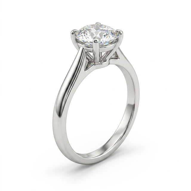 Cathedral Solitaire Round Engagement Ring (2.01 ct.) in Platinum