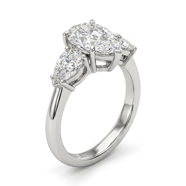 Three Stone Pear Engagement Ring (5.01 ct. tw.) in Platinum