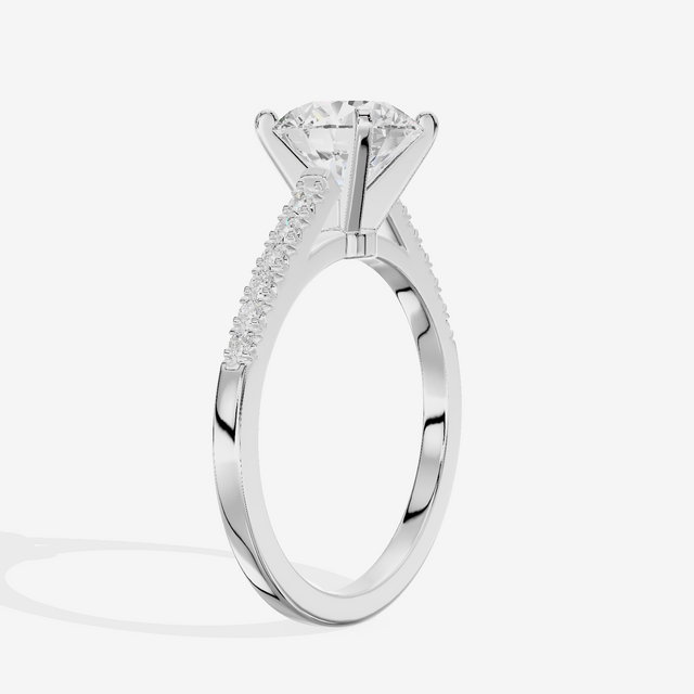 Sworn Vowsae Round Engagement Ring with Side Stones (1/10 ct. tw.) in 14K White Gold