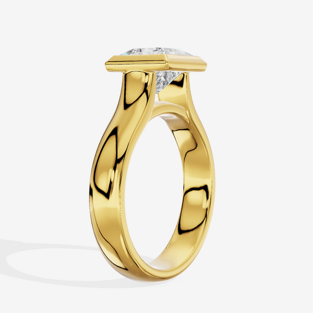 Cherubine 4mm Princess Bezel Engagement Ring in 18K Yellow Gold
