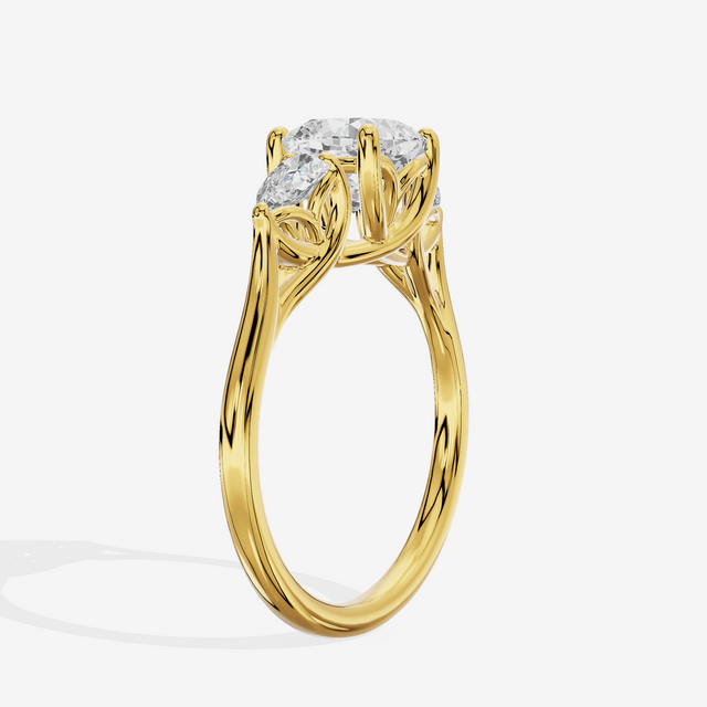 Grand Vowsae Three Stone Cushion Engagement Ring (2/5 ct. tw.) in 14K Yellow Gold