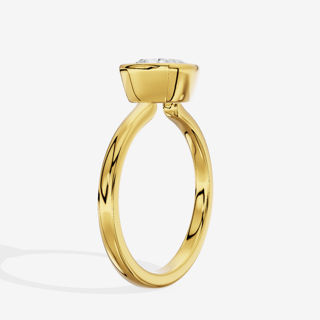 Trellise Bezel 2mm Cushion Solitaire Engagement Ring in 14K Yellow Gold