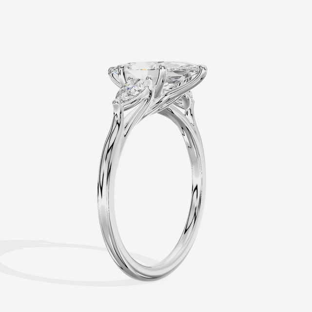 Luxe Sincere Three Stone Marquise Engagement Ring (2/5 ct. tw.) in 14K White Gold