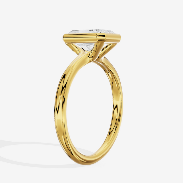 Coeurine Bezel 2mm Radiant Solitaire Engagement Ring in 14K Yellow Gold