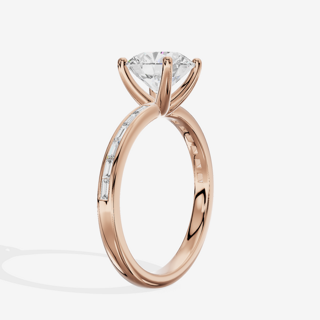 Tender Sincere Round Engagement Ring with Side Stones (1/6 ct. tw.) in 14K Rose Gold