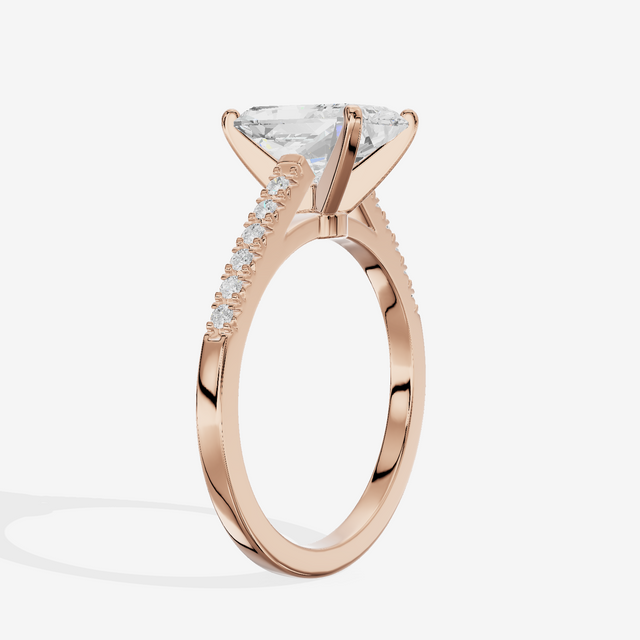 Sworn Vowsae Radiant Engagement Ring with Side Stones (1/10 ct. tw.) in 14K Rose Gold
