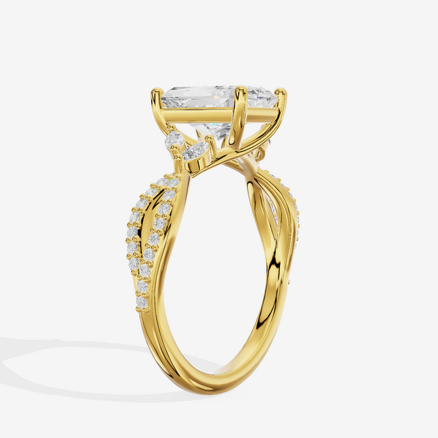 Luxe Lumera Radiant Engagement Ring with Side Stones (1/4 ct. tw.) in 14K Yellow Gold
