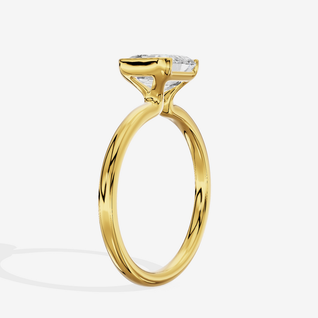 Sincere Bezel 1.8mm Asscher Solitaire Engagement Ring in 14K Yellow Gold