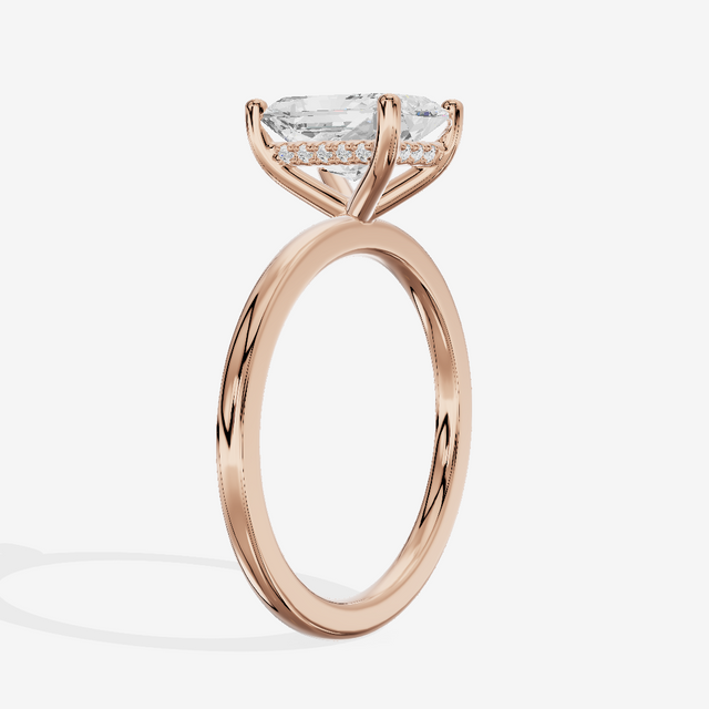 Vowsae Hidden Halo Radiant Engagement Ring (1/20 ct. tw.) in 18K Rose Gold