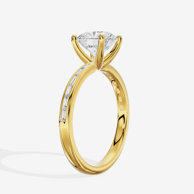 Tender Sincere Round Engagement Ring with Side Stones (1/6 ct. tw.) in 18K Yellow Gold
