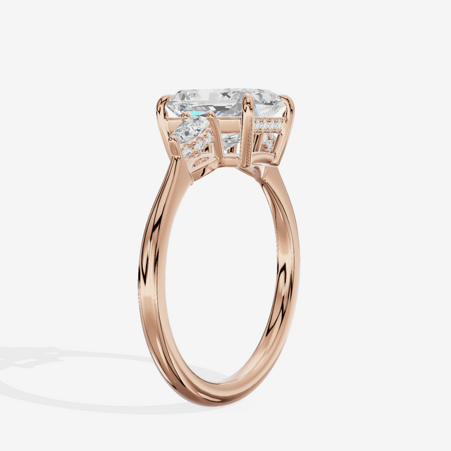 Petite Vowsae Three Stone Radiant Engagement Ring (1/4 ct. tw.) in 14K Rose Gold
