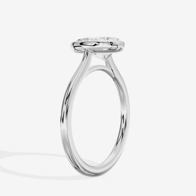 Petite Vowsae 1.5mm Pear Bezel Engagement Ring in 18K White Gold