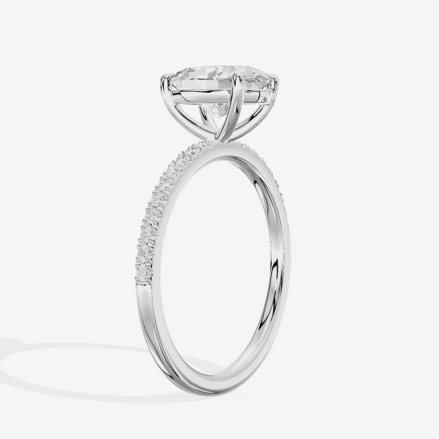 Tender Vowsae Oval Engagement Ring with Side Stones (1/8 ct. tw.) in 14K White Gold
