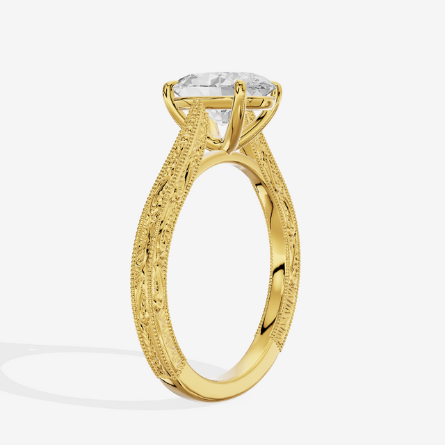 Vintage Vowsae Oval Engagement Ring in 18K Yellow Gold