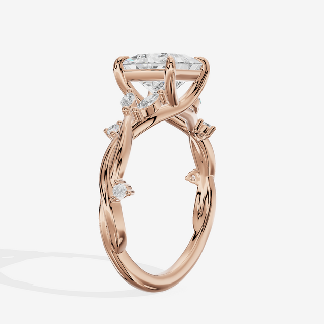 Twined Vowsae Princess Twisted Engagement Ring (1/6 ct. tw.) in 18K Rose Gold