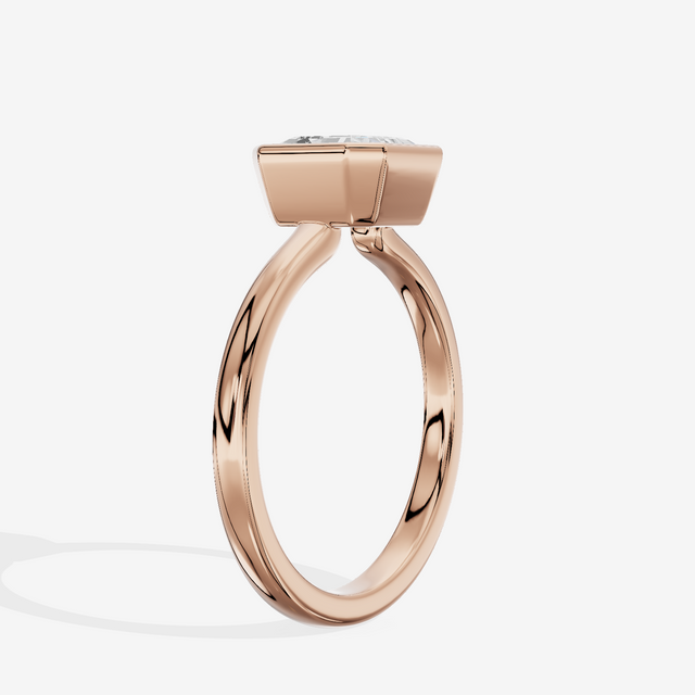 Trellise Bezel 2mm Asscher Solitaire Engagement Ring in 14K Rose Gold