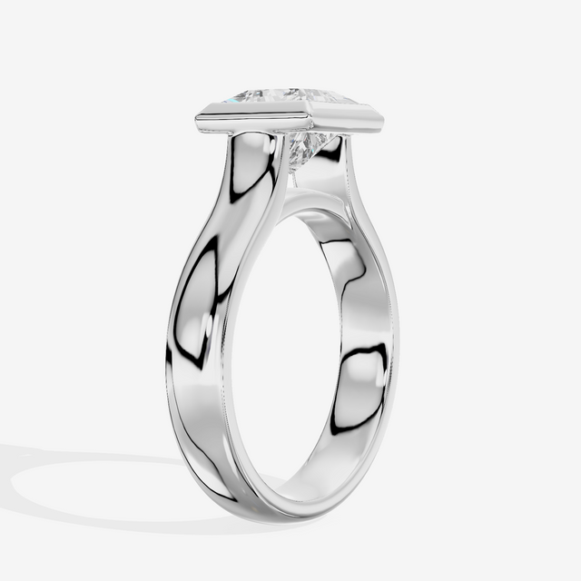 Cherubine 4mm Princess Bezel Engagement Ring in Platinum