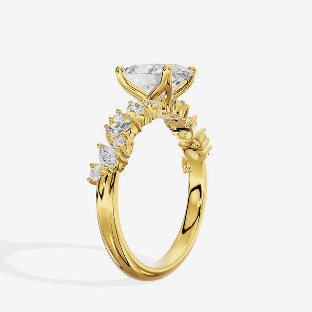Bowed Vowsae Oval Engagement Ring with Side Stones (2/5 ct. tw.) in 18K Yellow Gold