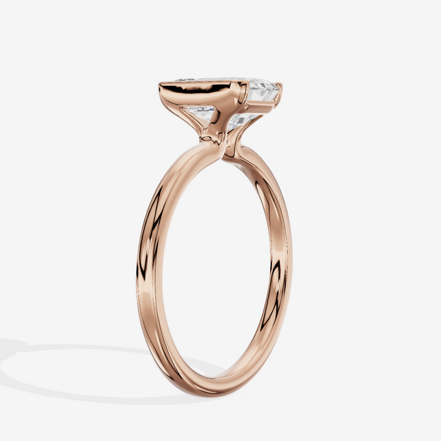 Sincere Bezel 1.8mm Emerald Solitaire Engagement Ring in 14K Rose Gold